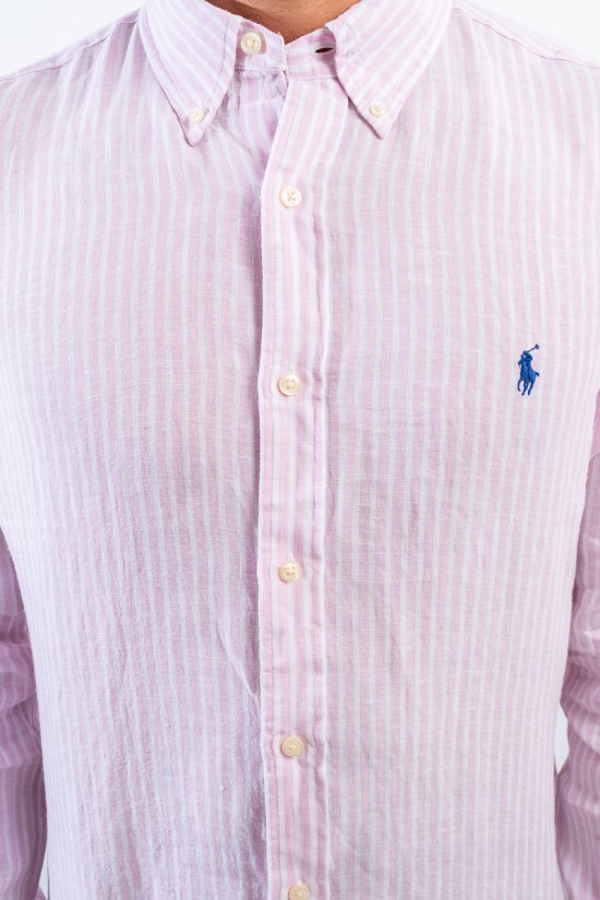 POLO RALPH LAUREN LS SPORT SHIRT 710873446 Size M Color PINK/WHT
