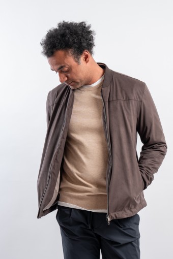 HERNO SUEDE BOMBER JACKET...
