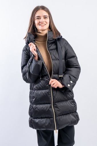 HERNO A SHAPE SATIN HOODED...